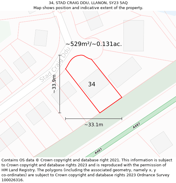 34, STAD CRAIG DDU, LLANON, SY23 5AQ: Plot and title map