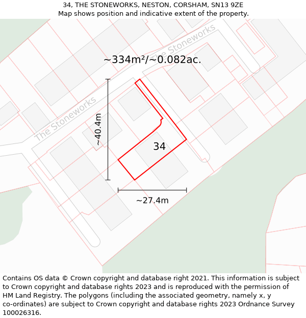 34, THE STONEWORKS, NESTON, CORSHAM, SN13 9ZE: Plot and title map