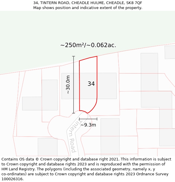 34, TINTERN ROAD, CHEADLE HULME, CHEADLE, SK8 7QF: Plot and title map