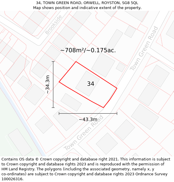 34, TOWN GREEN ROAD, ORWELL, ROYSTON, SG8 5QL: Plot and title map