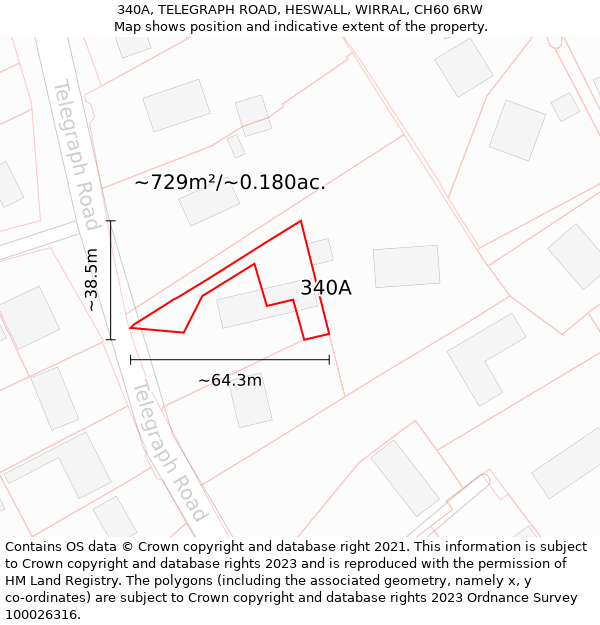 340A, TELEGRAPH ROAD, HESWALL, WIRRAL, CH60 6RW: Plot and title map