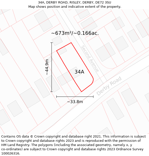 34A, DERBY ROAD, RISLEY, DERBY, DE72 3SU: Plot and title map