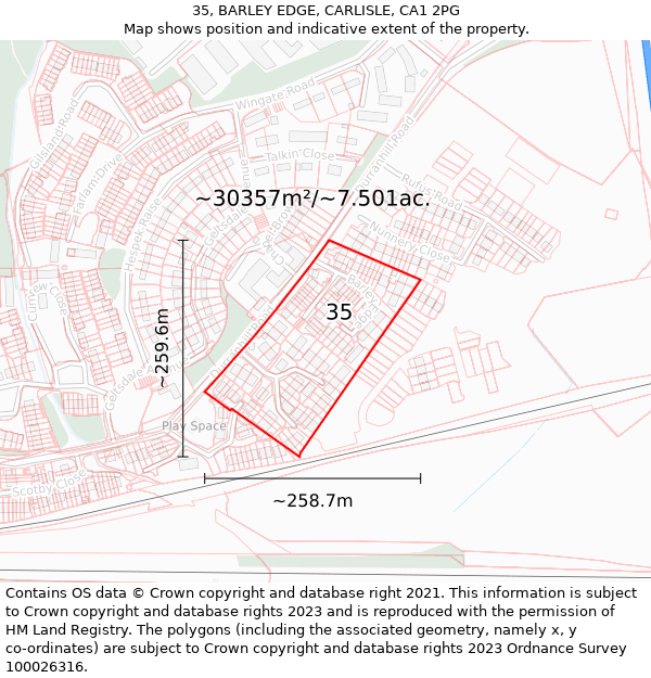 35, BARLEY EDGE, CARLISLE, CA1 2PG: Plot and title map