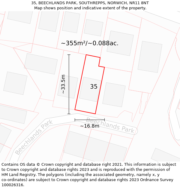 35, BEECHLANDS PARK, SOUTHREPPS, NORWICH, NR11 8NT: Plot and title map