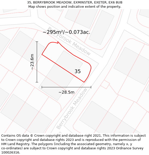 35, BERRYBROOK MEADOW, EXMINSTER, EXETER, EX6 8UB: Plot and title map