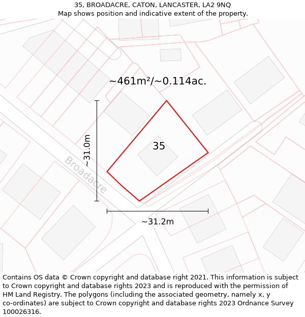 35, BROADACRE, CATON, LANCASTER, LA2 9NQ: Plot and title map