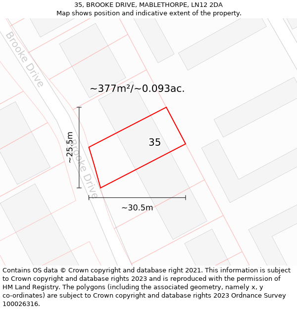 35, BROOKE DRIVE, MABLETHORPE, LN12 2DA: Plot and title map