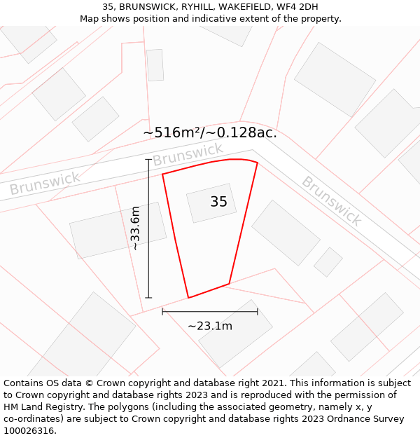 35, BRUNSWICK, RYHILL, WAKEFIELD, WF4 2DH: Plot and title map