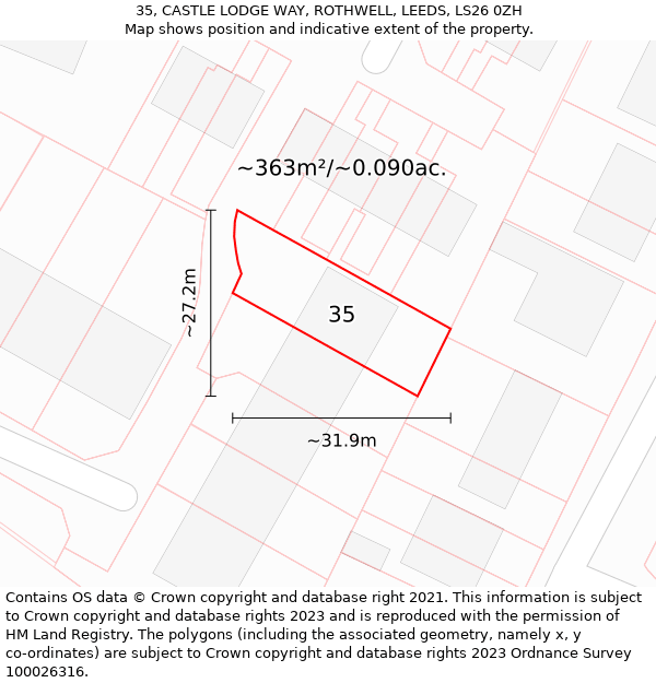 35, CASTLE LODGE WAY, ROTHWELL, LEEDS, LS26 0ZH: Plot and title map