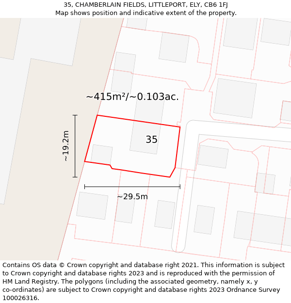 35, CHAMBERLAIN FIELDS, LITTLEPORT, ELY, CB6 1FJ: Plot and title map