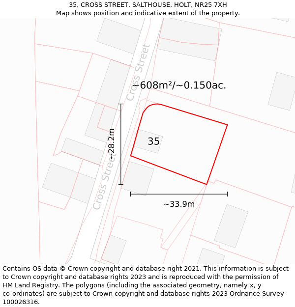 35, CROSS STREET, SALTHOUSE, HOLT, NR25 7XH: Plot and title map