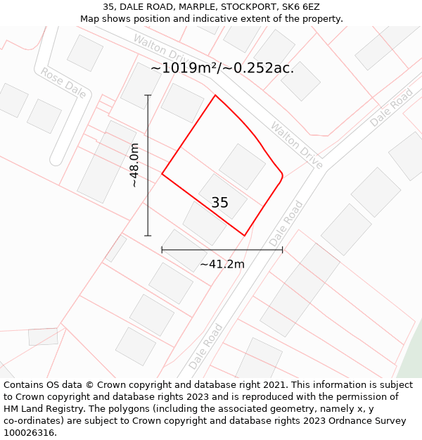 35, DALE ROAD, MARPLE, STOCKPORT, SK6 6EZ: Plot and title map