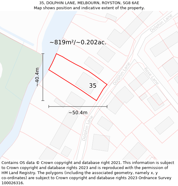 35, DOLPHIN LANE, MELBOURN, ROYSTON, SG8 6AE: Plot and title map