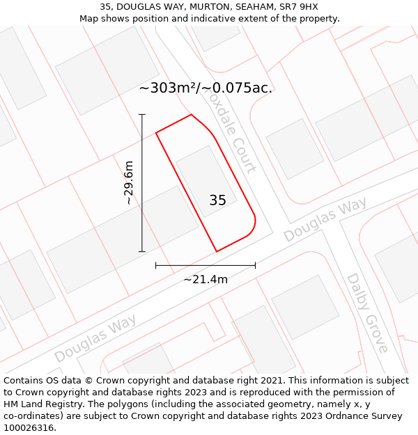 35, DOUGLAS WAY, MURTON, SEAHAM, SR7 9HX: Plot and title map