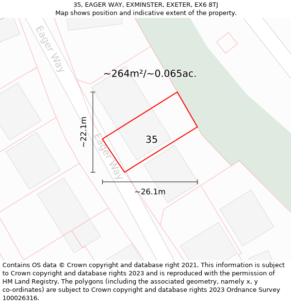 35, EAGER WAY, EXMINSTER, EXETER, EX6 8TJ: Plot and title map