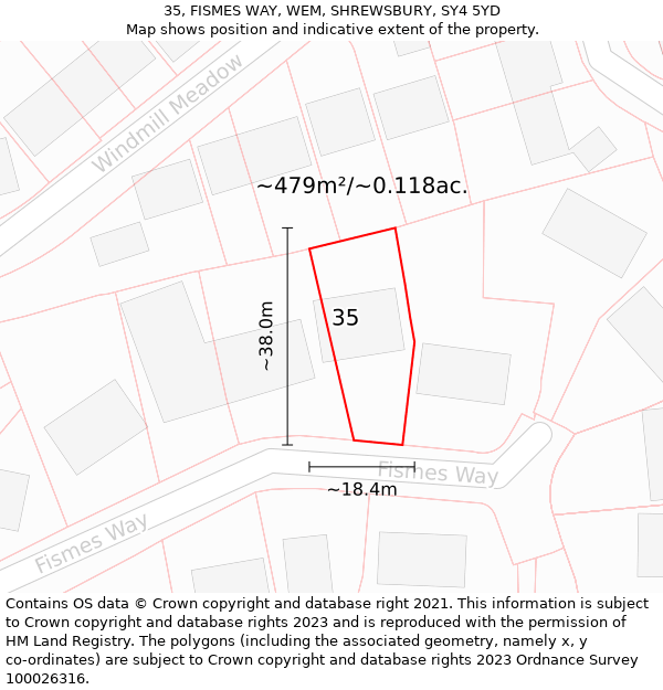 35, FISMES WAY, WEM, SHREWSBURY, SY4 5YD: Plot and title map