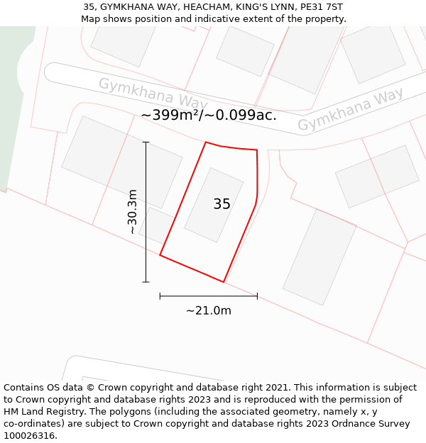 35, GYMKHANA WAY, HEACHAM, KING'S LYNN, PE31 7ST: Plot and title map