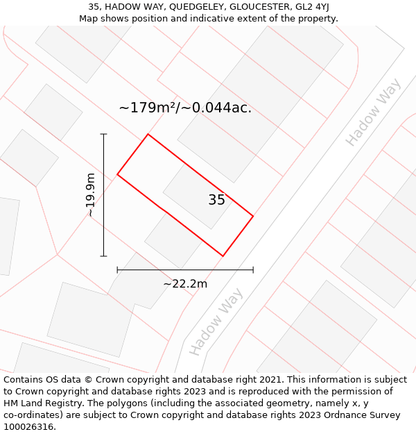 35, HADOW WAY, QUEDGELEY, GLOUCESTER, GL2 4YJ: Plot and title map