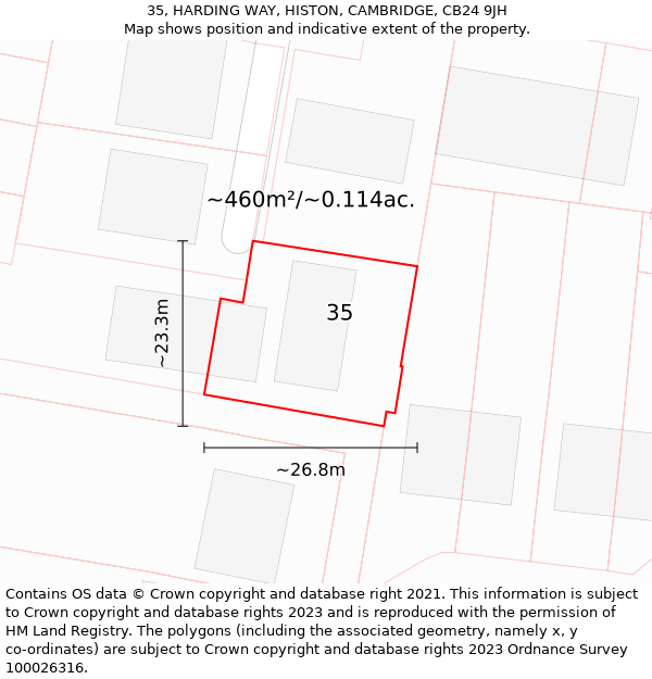 35, HARDING WAY, HISTON, CAMBRIDGE, CB24 9JH: Plot and title map