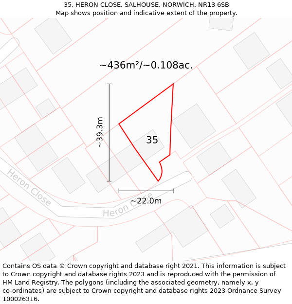 35, HERON CLOSE, SALHOUSE, NORWICH, NR13 6SB: Plot and title map