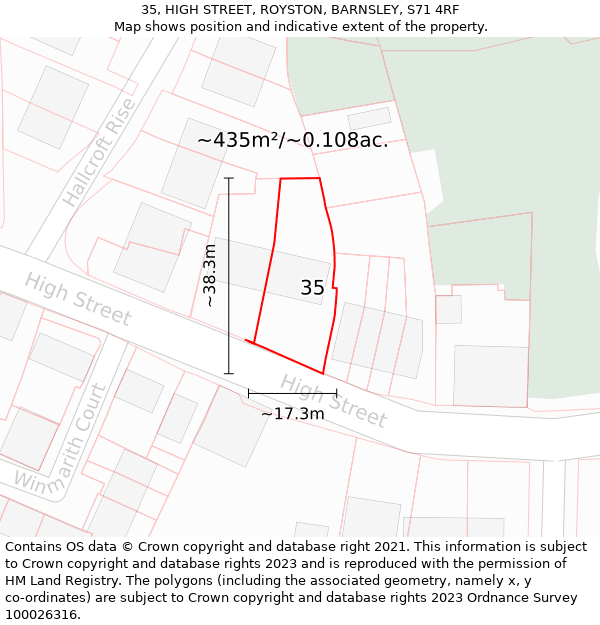 35, HIGH STREET, ROYSTON, BARNSLEY, S71 4RF: Plot and title map