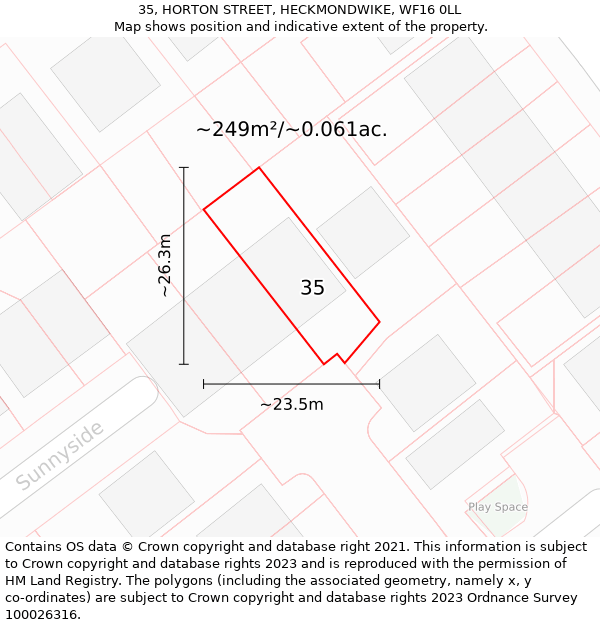 35, HORTON STREET, HECKMONDWIKE, WF16 0LL: Plot and title map