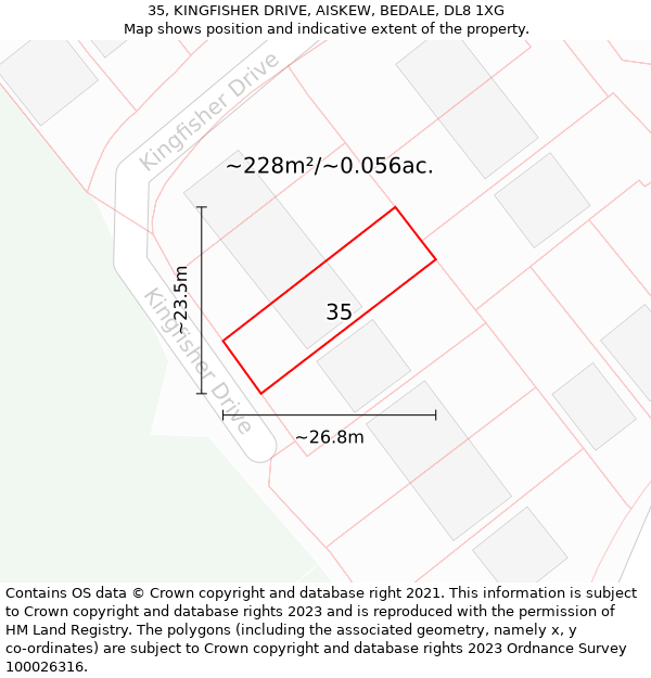 35, KINGFISHER DRIVE, AISKEW, BEDALE, DL8 1XG: Plot and title map