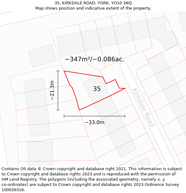 35, KIRKDALE ROAD, YORK, YO10 3NQ: Plot and title map