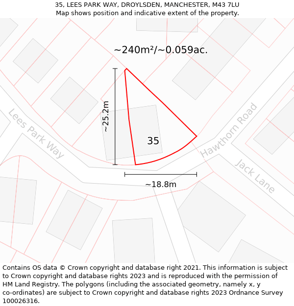 35, LEES PARK WAY, DROYLSDEN, MANCHESTER, M43 7LU: Plot and title map