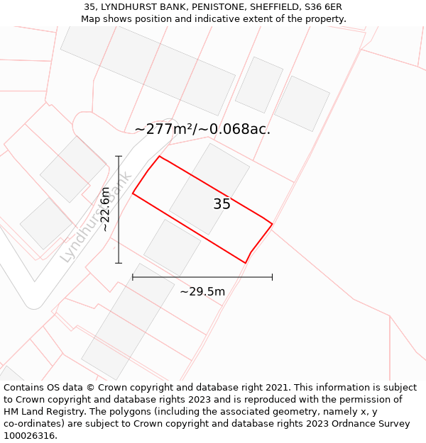 35, LYNDHURST BANK, PENISTONE, SHEFFIELD, S36 6ER: Plot and title map