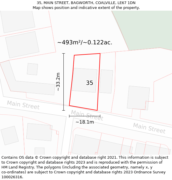 35, MAIN STREET, BAGWORTH, COALVILLE, LE67 1DN: Plot and title map