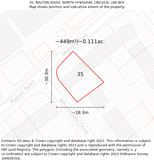 35, MALTON ROAD, NORTH HYKEHAM, LINCOLN, LN6 8HY: Plot and title map