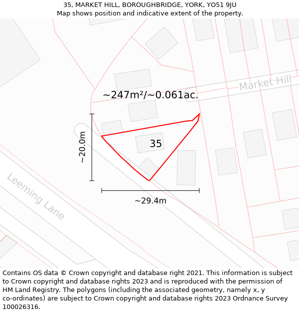 35, MARKET HILL, BOROUGHBRIDGE, YORK, YO51 9JU: Plot and title map