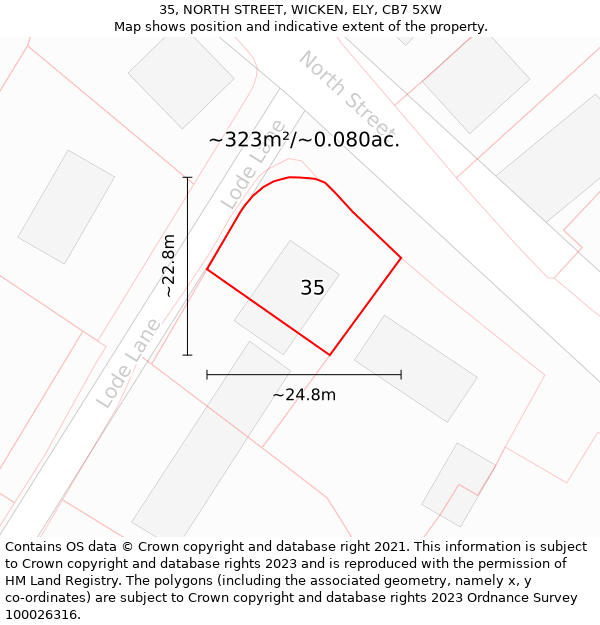 35, NORTH STREET, WICKEN, ELY, CB7 5XW: Plot and title map