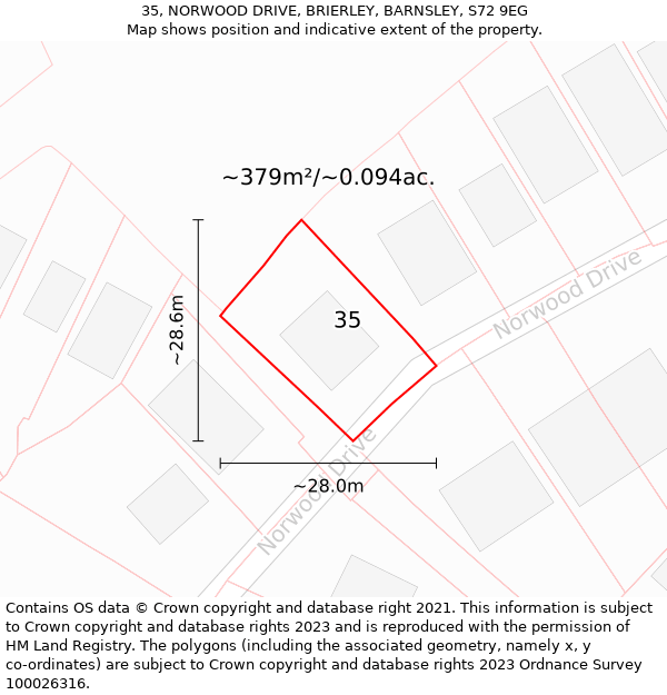 35, NORWOOD DRIVE, BRIERLEY, BARNSLEY, S72 9EG: Plot and title map