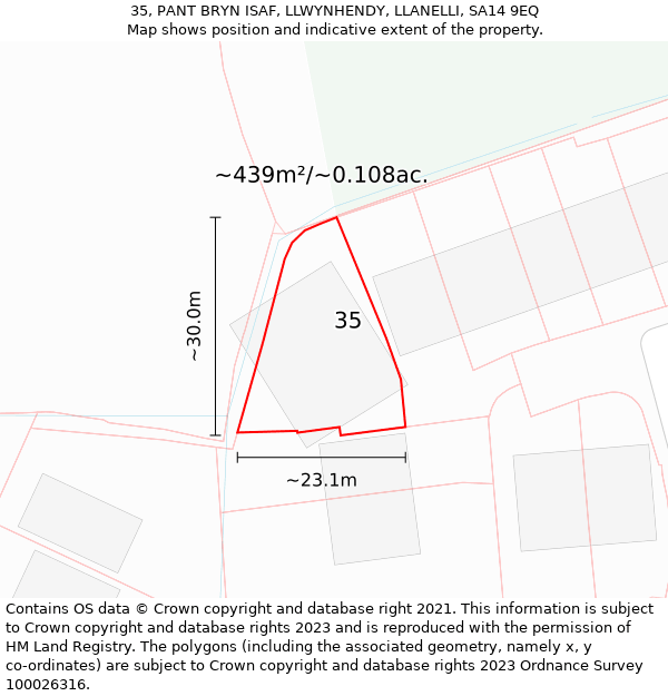 35, PANT BRYN ISAF, LLWYNHENDY, LLANELLI, SA14 9EQ: Plot and title map