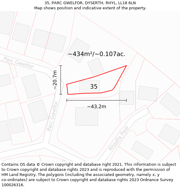 35, PARC GWELFOR, DYSERTH, RHYL, LL18 6LN: Plot and title map