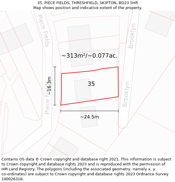 35, PIECE FIELDS, THRESHFIELD, SKIPTON, BD23 5HR: Plot and title map