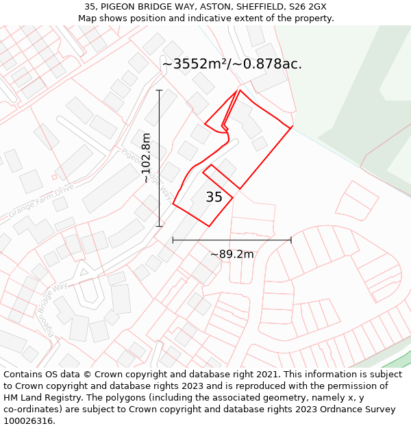 35, PIGEON BRIDGE WAY, ASTON, SHEFFIELD, S26 2GX: Plot and title map