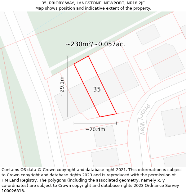 35, PRIORY WAY, LANGSTONE, NEWPORT, NP18 2JE: Plot and title map