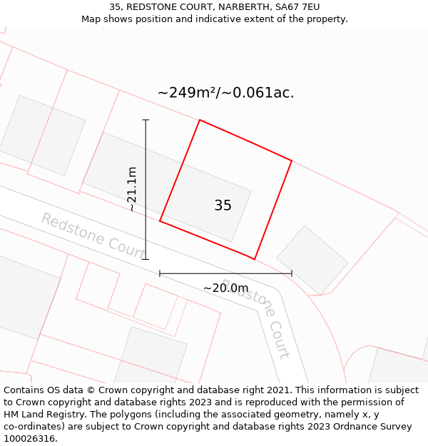 35, REDSTONE COURT, NARBERTH, SA67 7EU: Plot and title map