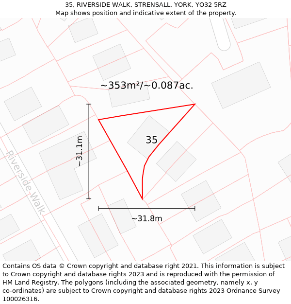 35, RIVERSIDE WALK, STRENSALL, YORK, YO32 5RZ: Plot and title map