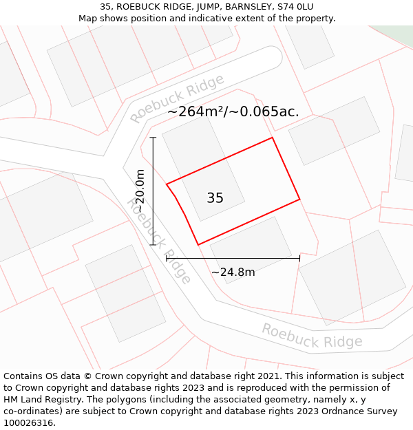 35, ROEBUCK RIDGE, JUMP, BARNSLEY, S74 0LU: Plot and title map