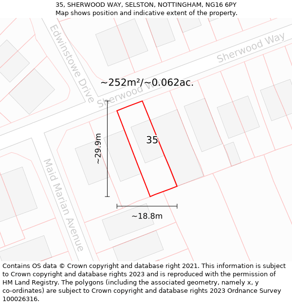 35, SHERWOOD WAY, SELSTON, NOTTINGHAM, NG16 6PY: Plot and title map