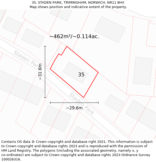 35, STADEN PARK, TRIMINGHAM, NORWICH, NR11 8HX: Plot and title map