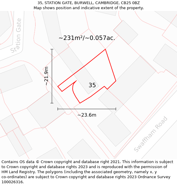 35, STATION GATE, BURWELL, CAMBRIDGE, CB25 0BZ: Plot and title map