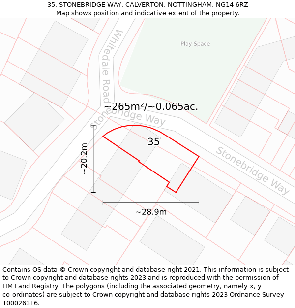 35, STONEBRIDGE WAY, CALVERTON, NOTTINGHAM, NG14 6RZ: Plot and title map