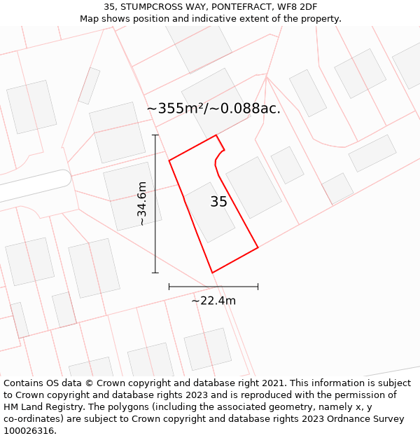 35, STUMPCROSS WAY, PONTEFRACT, WF8 2DF: Plot and title map