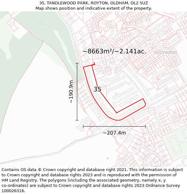 35, TANDLEWOOD PARK, ROYTON, OLDHAM, OL2 5UZ: Plot and title map