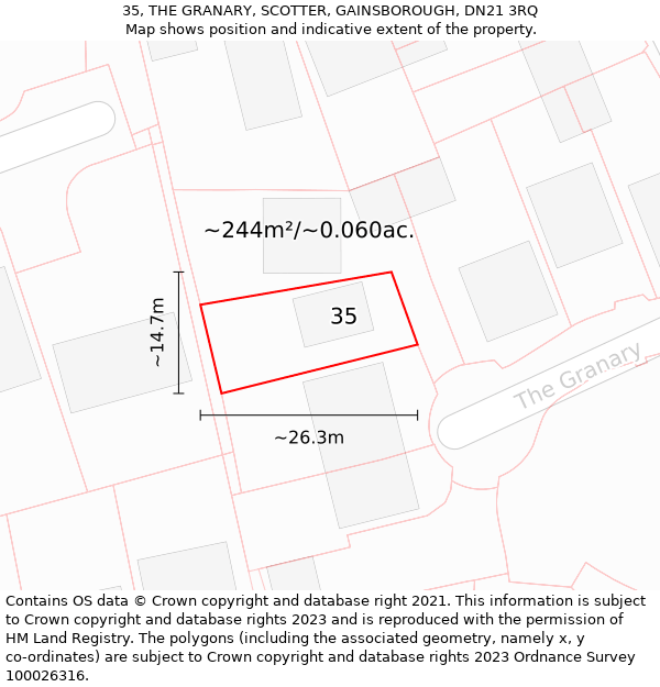 35, THE GRANARY, SCOTTER, GAINSBOROUGH, DN21 3RQ: Plot and title map